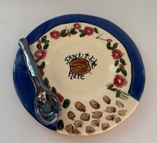 BLUE SKY Tea light plate t lite with attached spoon cottage core