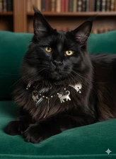 Vintage Handmade Playful Etched Metal Wind Chime Cat Necklace Silver Tone 26''