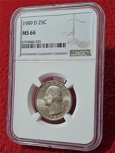 1989-D WASHINGTON QUARTER   NGC MS 66  UNCIRCULATED                     #T0618