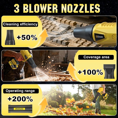 Soffiatore Foglie Alta Potenza 224MPH con Impugnatura Ergonomica - Batterie 2x4000mAh Incluse - Foto 5 di 10
