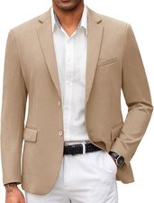 Mens Slim Fit Lightweight Knit Blazer Sport Coat Two Button Casual Jacket