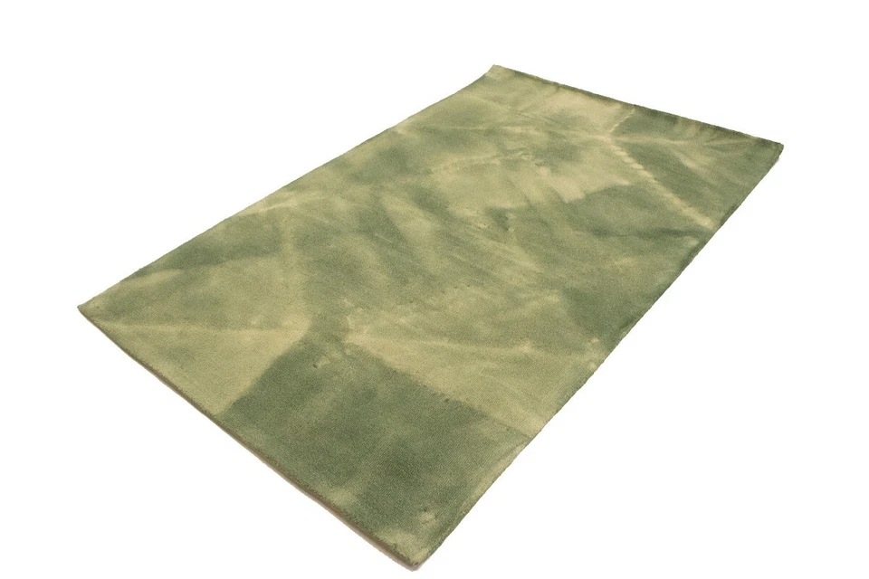 Alfombra de felpa verde tie-dye acolchada a mano alfombra moderna contemporánea para habitación de niños 5x8 pies Foto 3 de 4