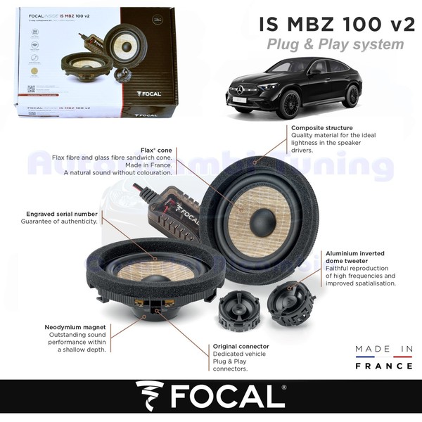 Focal IS MBZ 100 V2 Plug & Play 2-Wege Auto Lautsprecher Set Schwarz 4” 4 Ω-image