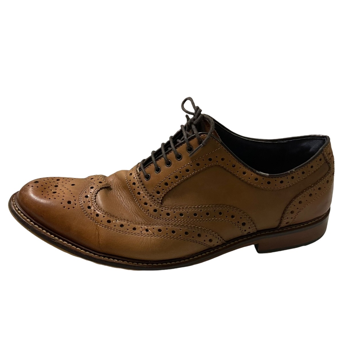 Aston Grey Mens Brown Leather Boyle Wingtip Oxford Lace Up  display picture 2