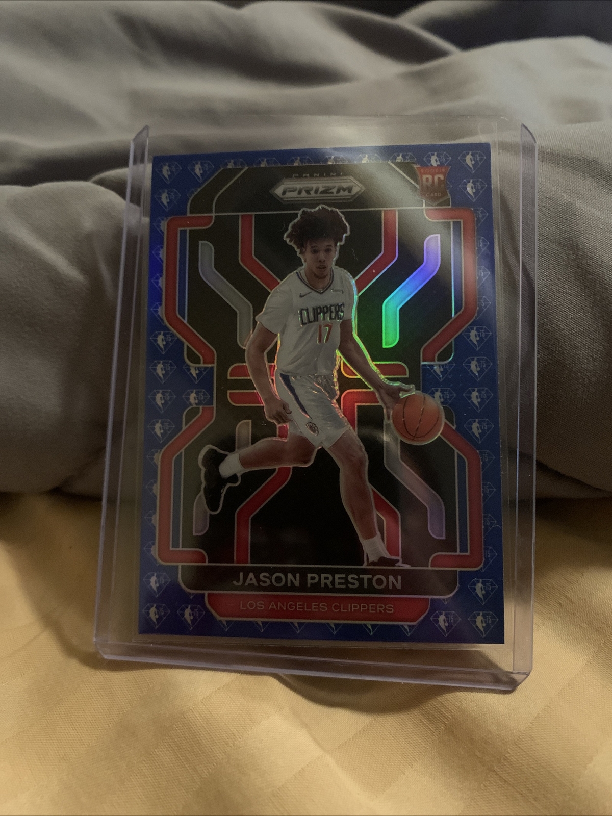2021-22 Prizm Basketball Jason Preston 75th Anniversary Diamond Blue PRIZM RC SP