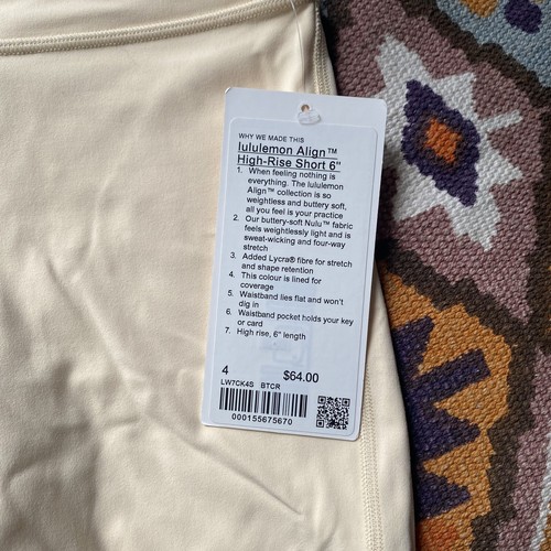 Lululemon Align HR Shorts Butter Cream 6” Women’s Size 4 Yellow 🧈 Brand New - Picture 2 of 7