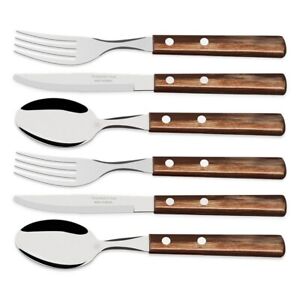 TRAMONTINA 3 Stainless Steel Spoon Cutlery Dinner Spoons Set Polywood 21103470