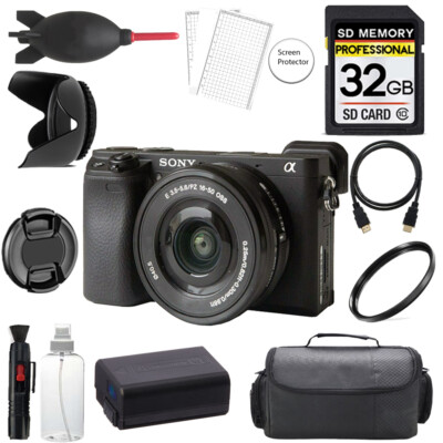 Sony Alpha a6400 Camera w/ 16-50mm Lens + 32GB + Bag+ UV Filter- Basic Kit
