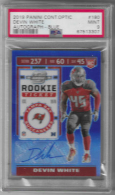 DEVIN WHITE 2019 PANINI CONTENDERS OPTIC BLUE AUTO RC /75 PSA 9 POP 5 BUCS