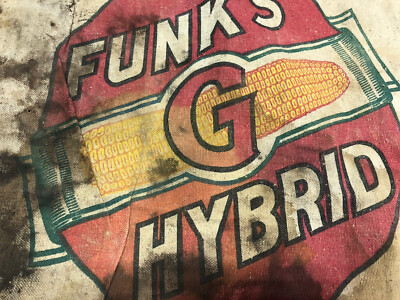 VINTAGE FUNK'S G HYBRID CORN SEEDS SACK BAG FUNK BROS BLOOMINGTON