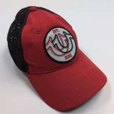 True Religion Vintage Horseshoe Logo Distressed Baseball Red Cap Hat