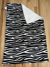 Little Miracles Zebra Plush Sherpa Baby Blanket Costco Thick 30x45 White Black