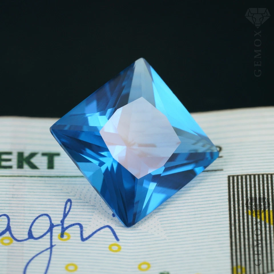 Spinel Loose Gemstone Square Princess Cut Lab-Grown Aquamarine Blue Stone EU - Image 4 of 4