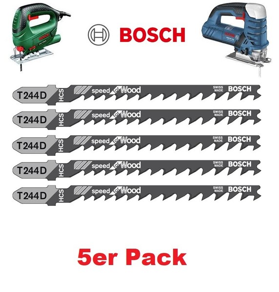 Bosch 5Er Pack StichsäGeblatt T 244 D 100 Mm FüR Schnelle Kurvenschnitte In Holz-image