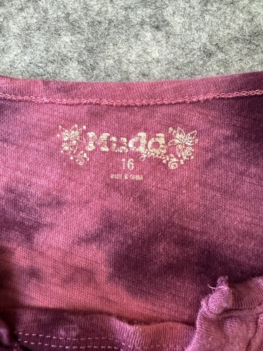 Mudd Juniors 16 Plum Pink Maroon Tie Dye S/S Kohls Lace 201309 Cotton - Picture 6 of 9