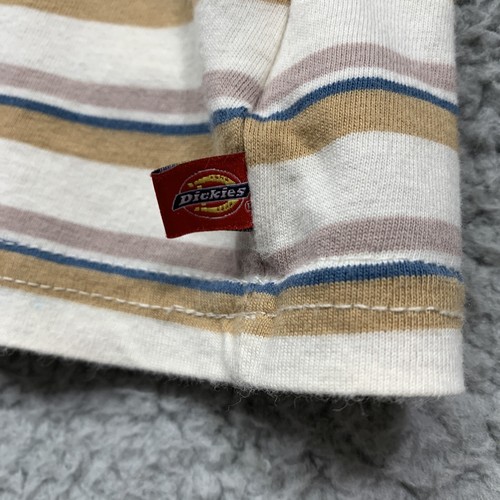 Dickies Polo Shirt Youth/Juniors XL 3 Buttons Mustard White Stripe Logo - Picture 8 of 11