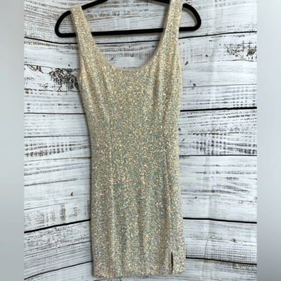 sparkling champagne bodycon dress One Shoulder Cut Out Waist Mini Bodycon Dress In Champagne Sequin | EGO US