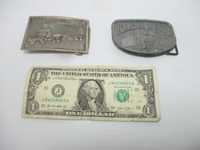 2 Silver Colored Metal BELT BUCKLES - 18 Wheeler Semi-Truck  Raleigh Lights