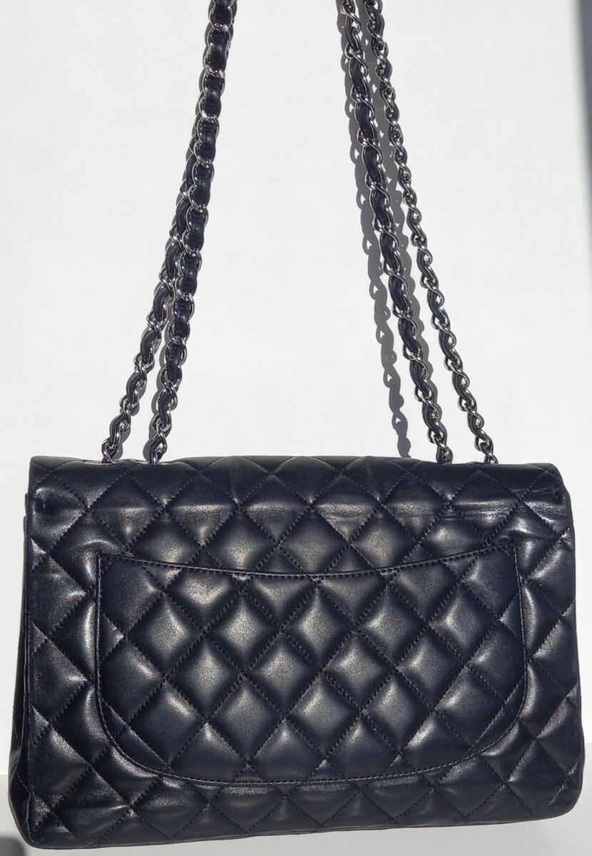CHANEL☆パントス Chanel Black Lambskin Large Classic Single Flap Bag | eBay