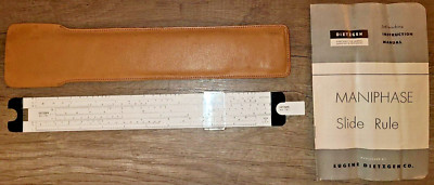 Dietzgen Maniphase Slide Rule No. 1767 w instruction manual & case