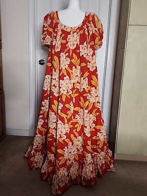 Vintage Brooks Van Horn original Hawaii Print Long Flowy Dress O/S 50's  -60's | eBay