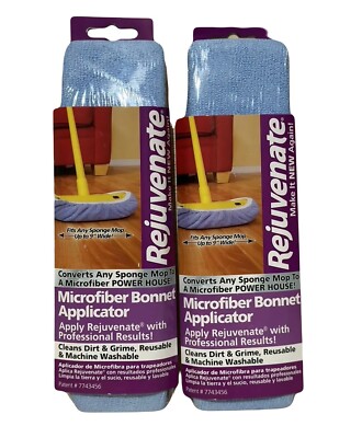 2-Rejuvenate Microfiber Bonnet Applicators Fits Any 9  Sponge Mop Head Reusable