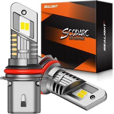 Sealight 9007/HB5 LED Light Bulbs Dual Beam High Low Pair 60W 20000LM 6500K