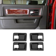 Interior Door Handle Bowl Cover Trim For Dodge Ram 1500 2010-2012 Carbon Fiber