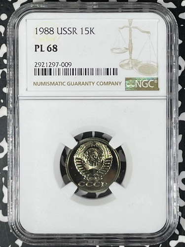 1988 Russia 15 Kopeks NGC PL68 Lot#HP336 Gem BU!
