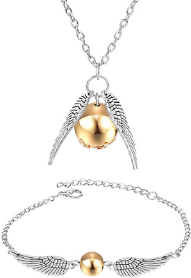 Harry Potter Golden Snitch Quidditch Silver Necklace Bracelet Jewelry Set Charm Ebay