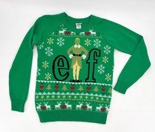 ELF Christmas Sweater Adult Unisex Large Green ELF Movie Pullover Snowflake Budd
