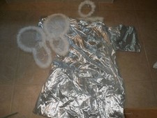 womens halloween/Christmas costume silver angel dress w feather wings  Halo lg