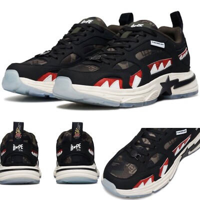 【 BAPE X CLOT 】SHARK STA BLACK A BATHING APE Shoes