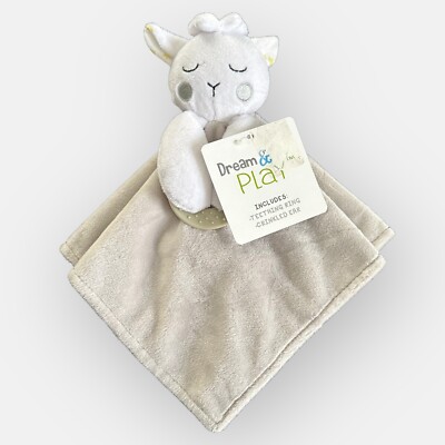 Dream & Play Plush GRAY LAMB Security Blanket Lovey Baby Toy Teether New