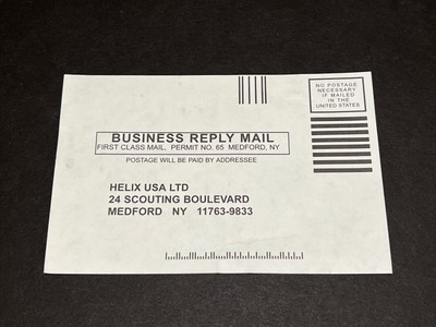 Helix USA Authentic Registration Card Instruction Manual Insert Only