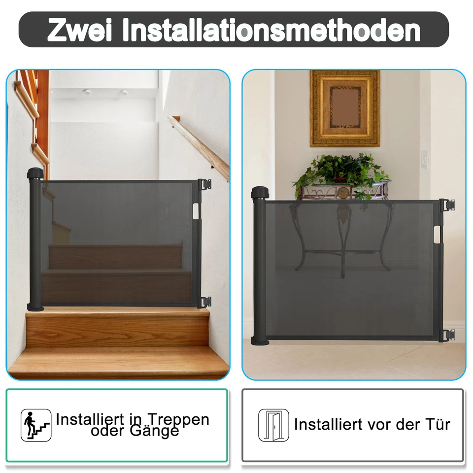 PVC Türschutzgitter Ausziehbar Treppengitter Baby Treppenschutzrollo Tür Kinder - Bild 4 von 4