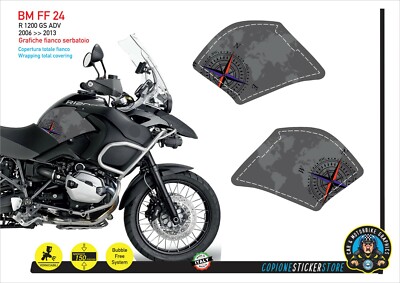 2 Motorrad Tank Seitenaufkleber R 1200 gs Adventure 06-13 Map Compass Grey FF24
