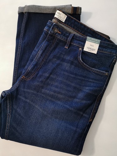 M&S Herren gerade Passform Vintage Wash Stretch Jeans, verschiedene Farben, Größen - Bild 9 von 23