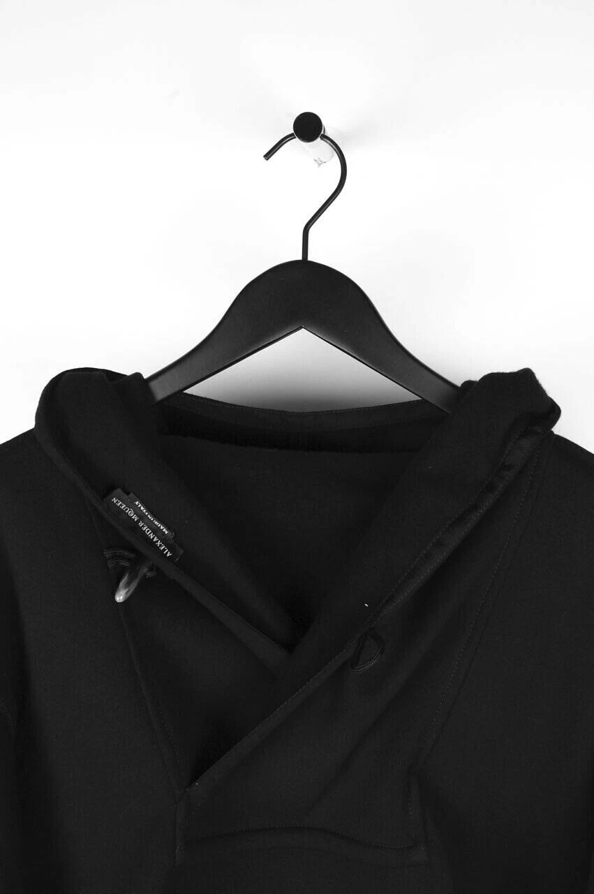 Autentico maglione uomo Alexander McQueen oversize nero con cappuccio taglia M