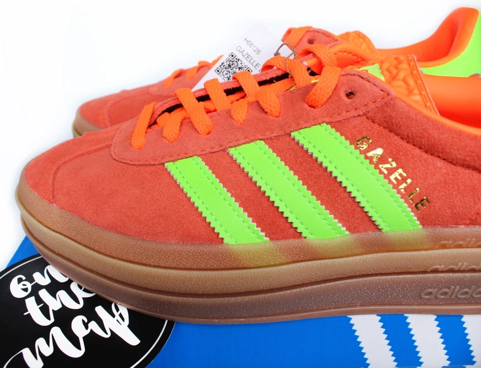 Adidas Originals Gazelle Bold W Solar Orange Volt Green Gum UK 4 5 6 7 8 US New - Image 3 of 4