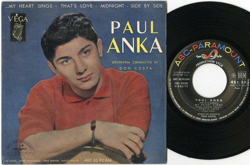"Paul ANKA" My heart sings / Midnight / That's love / Side by side (EP français) - Imagen 1 de 2