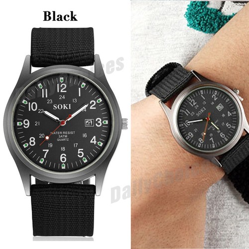 Stylish Mens Date Stainless Steel Military Sports Analog Quartz Army Wrist Watch - Picture 8 of 14