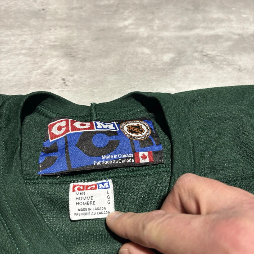 Camiseta Minnesota Wild para hombre grande verde CCM en blanco vintage adulto * Foto 4 de 4