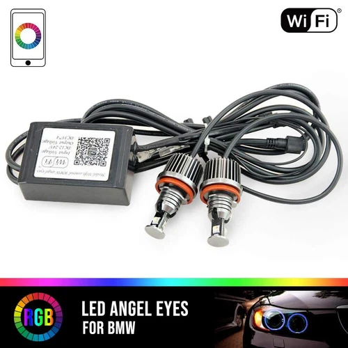 H8 LED RGB Angel Eyes Halo Ring Light Canbus WIFI For BMW E90 E92 335i 328i M3 - Picture 2 of 12