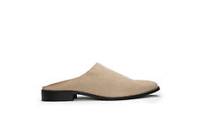 Vegan Flat Mules on Supple Beige Sustainable and Vegan Leather Breathable Lined