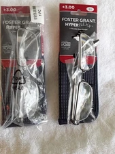 2 Pair Premium Foster Grant Hyperflex Gunmetal Reading Glasses Soft Case 3.00
