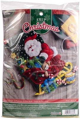 Bucilla Felt Stocking Applique Kit 18'' Long-Santa's Sleigh