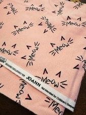 NEW Pink SNUGGLE Flannel FABRIC Kitty Cat Whiskers  MEOW  By the YARD 45"W