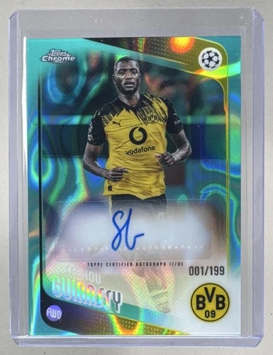 Serhou Guirassy 2025 Topps Chrome UEFA #CA-GU Aqua Lava Refractor Auto /199