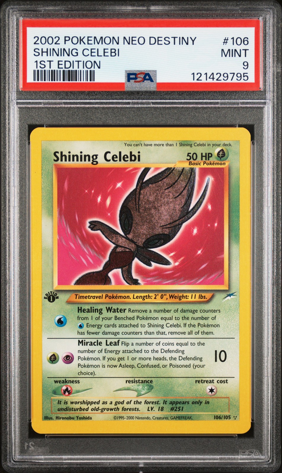 2002 POKEMON NEO DESTINY 1ST EDITION #106 SHINING CELEBI PSA 9